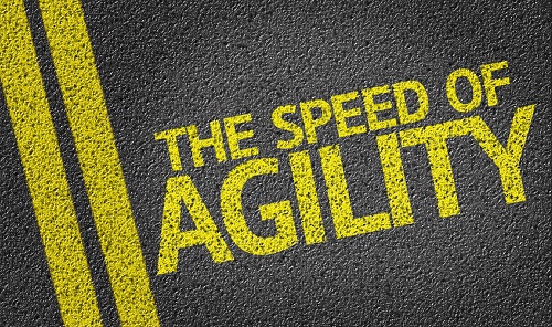 The Speed of Agility written on the road