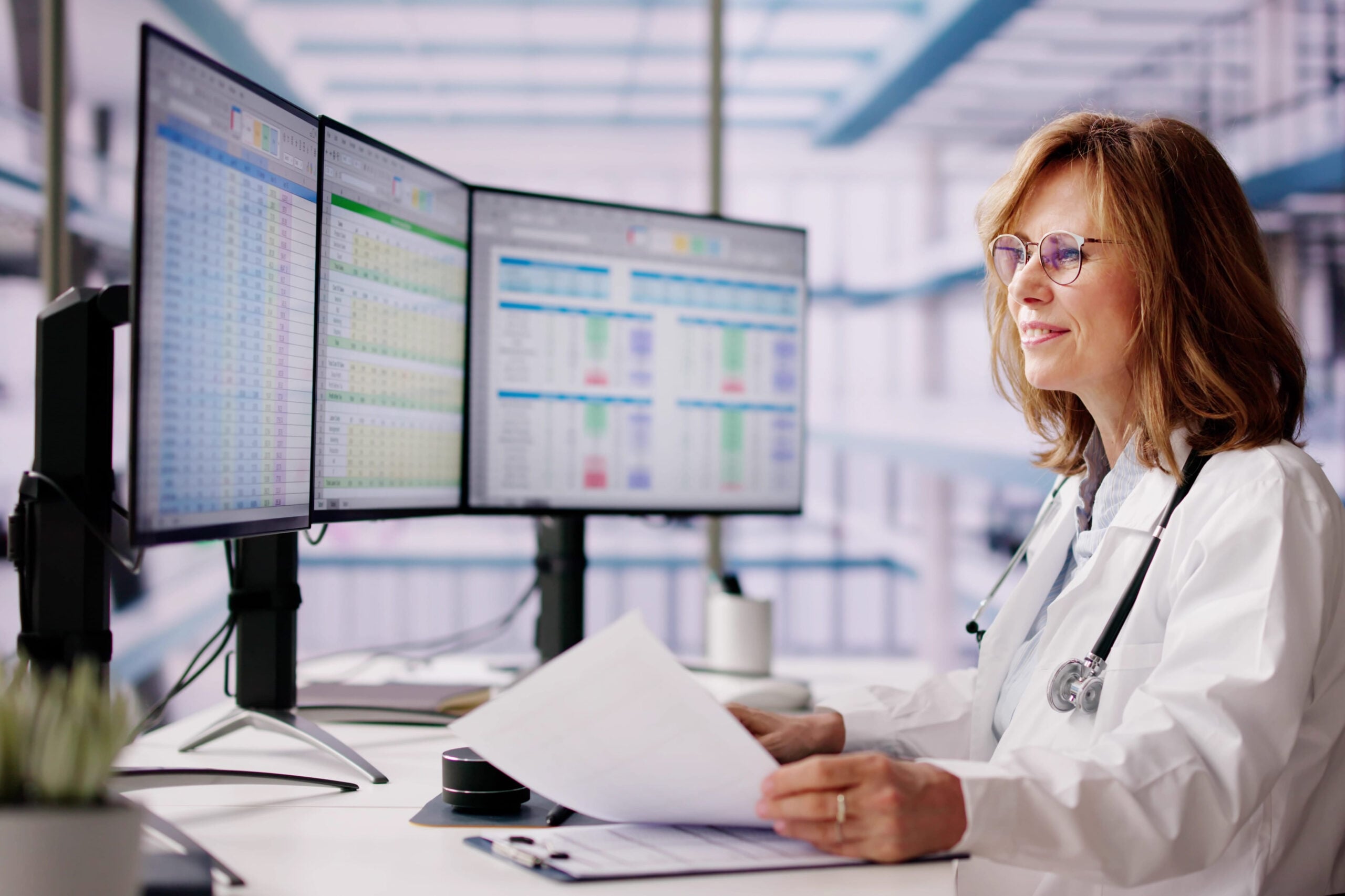 Medical doctor reviewing their medical courier expenses